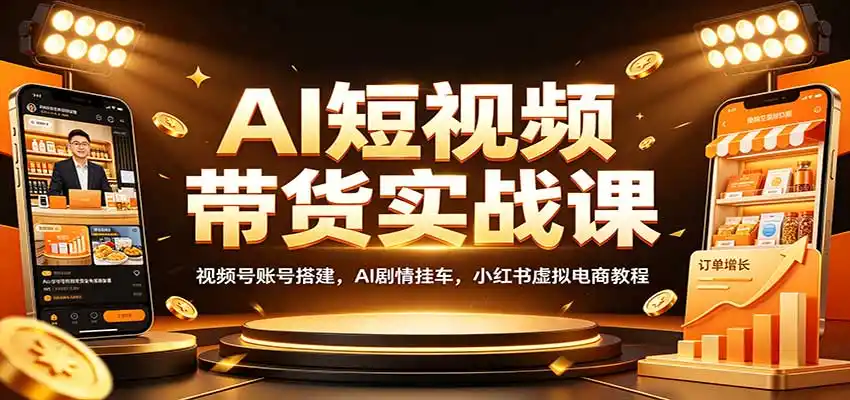 AI短视频带货实战课：视频号账号搭建，AI剧情挂车，小红书虚拟电商教程-大师兄轻创