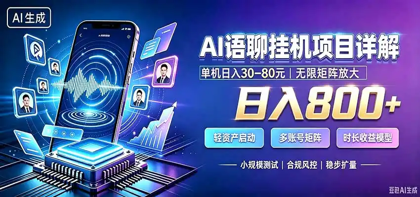 AI语聊挂机,日入800+,适用个人副业,工作室矩阵操作-大师兄轻创