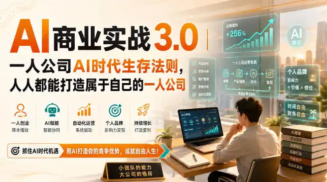 AI商业实战3.0|一人公司AI时代生存法则,人人都能打造属于自己的一人公司-大师兄轻创