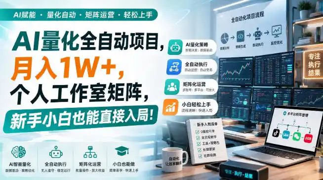 AI量化全自动项目,月入1W+,个人工作室矩阵,新手小白也能直接入局!【揭秘】-大师兄轻创