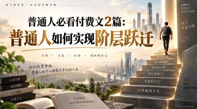 普通人必看付费文2篇:普通人如何实现阶层跃迁-大师兄轻创