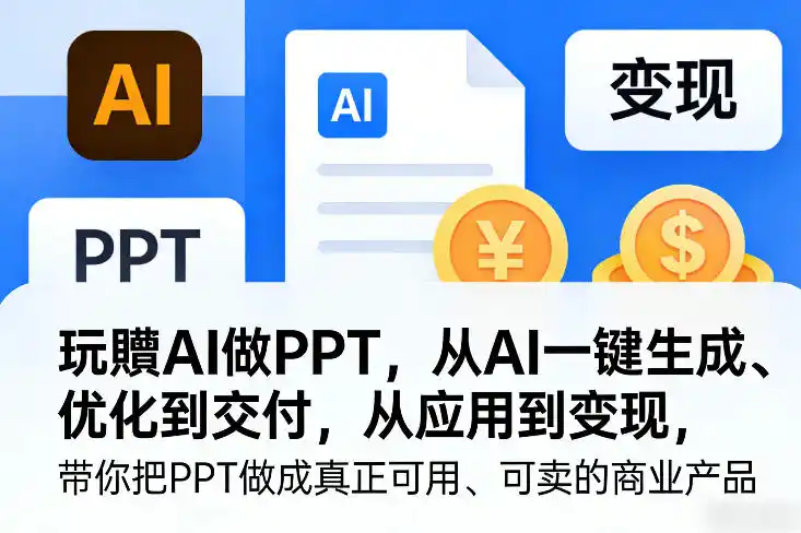 玩賺AI做PPT，从AI一键生成、优化到交付，从应用到变现，带你把PPT做成真正可用、可卖的商业产品(更新0904)-大师兄轻创