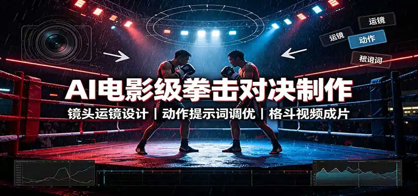 AI电影级拳击对决制作：镜头运镜设计，动作提示词调优，格斗视频成片-大师兄轻创