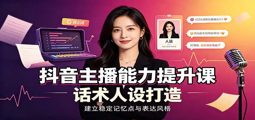 抖音主播能力提升课:账号底层逻辑,直播间搭建调试,话术人设打造全套教学-大师兄轻创